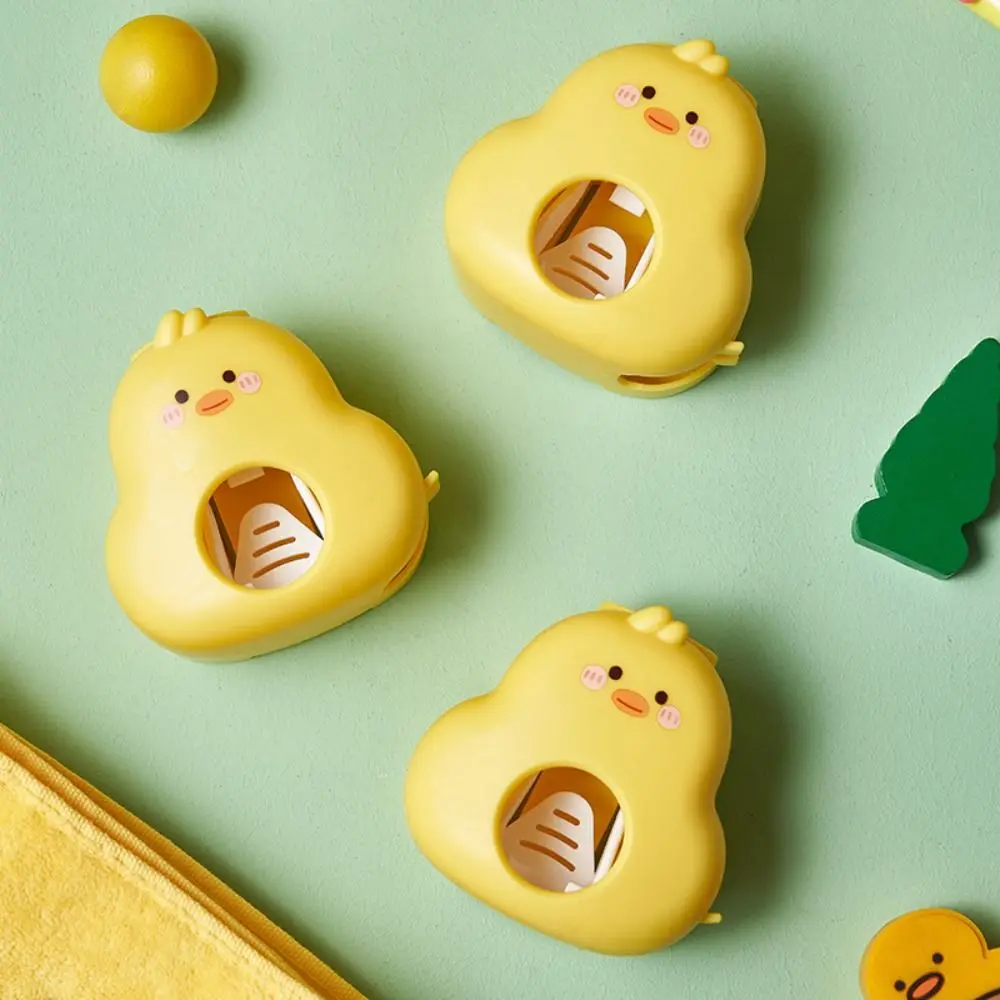 Cartoon Yellow Duck Toothpaste Dispenser Wall Mount No Punching Toothbrush Holders Bathroom Accessories 4