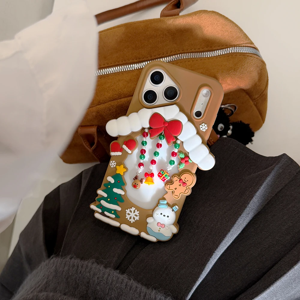 3D Cartoon Christmas Snowman Shockproof Silicone Phone Case