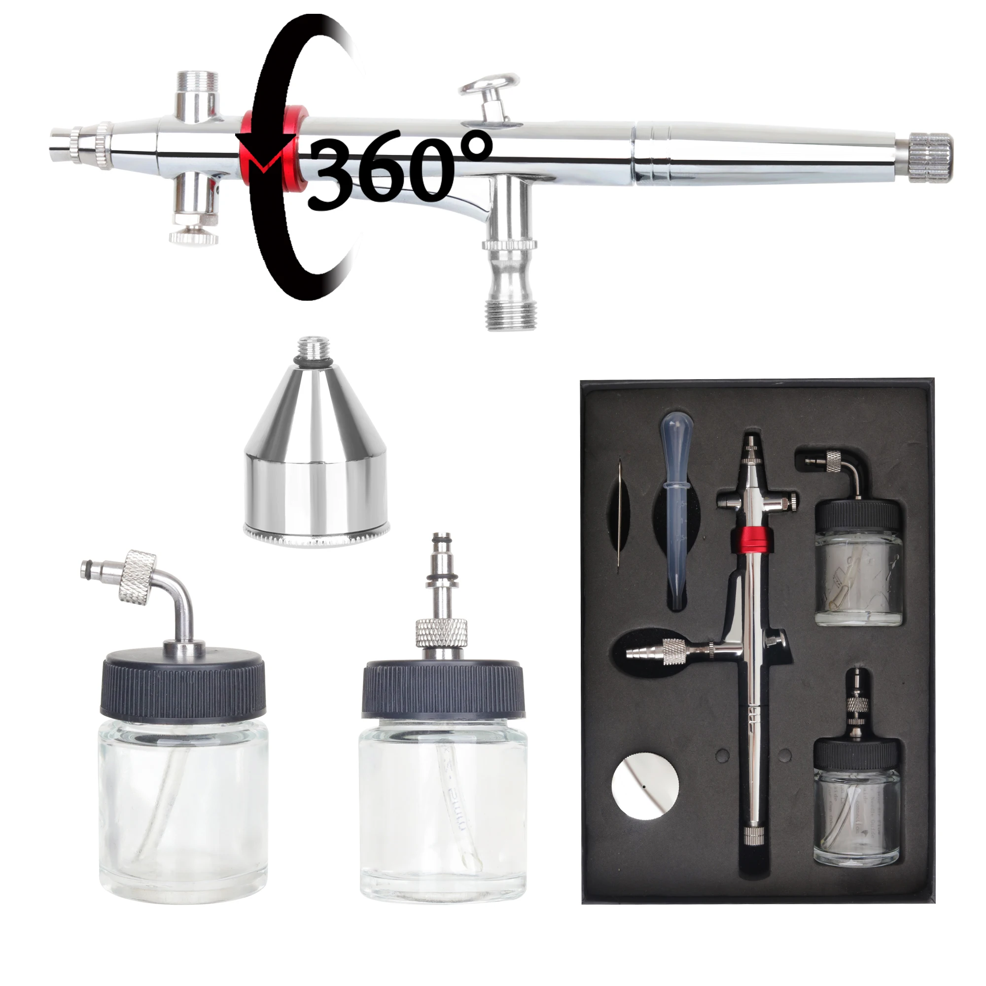 

Dual Action Airbrush Pen with Rotatable Air Brush Head Gravity and Both Side Available Match Most Types Siphon Feeding