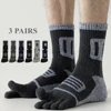 3 Pairs Fleece Toe Socks Men Autumn Winter Warm Five Finger Socks Man High Quality Cotton Sports Crew Socks Running