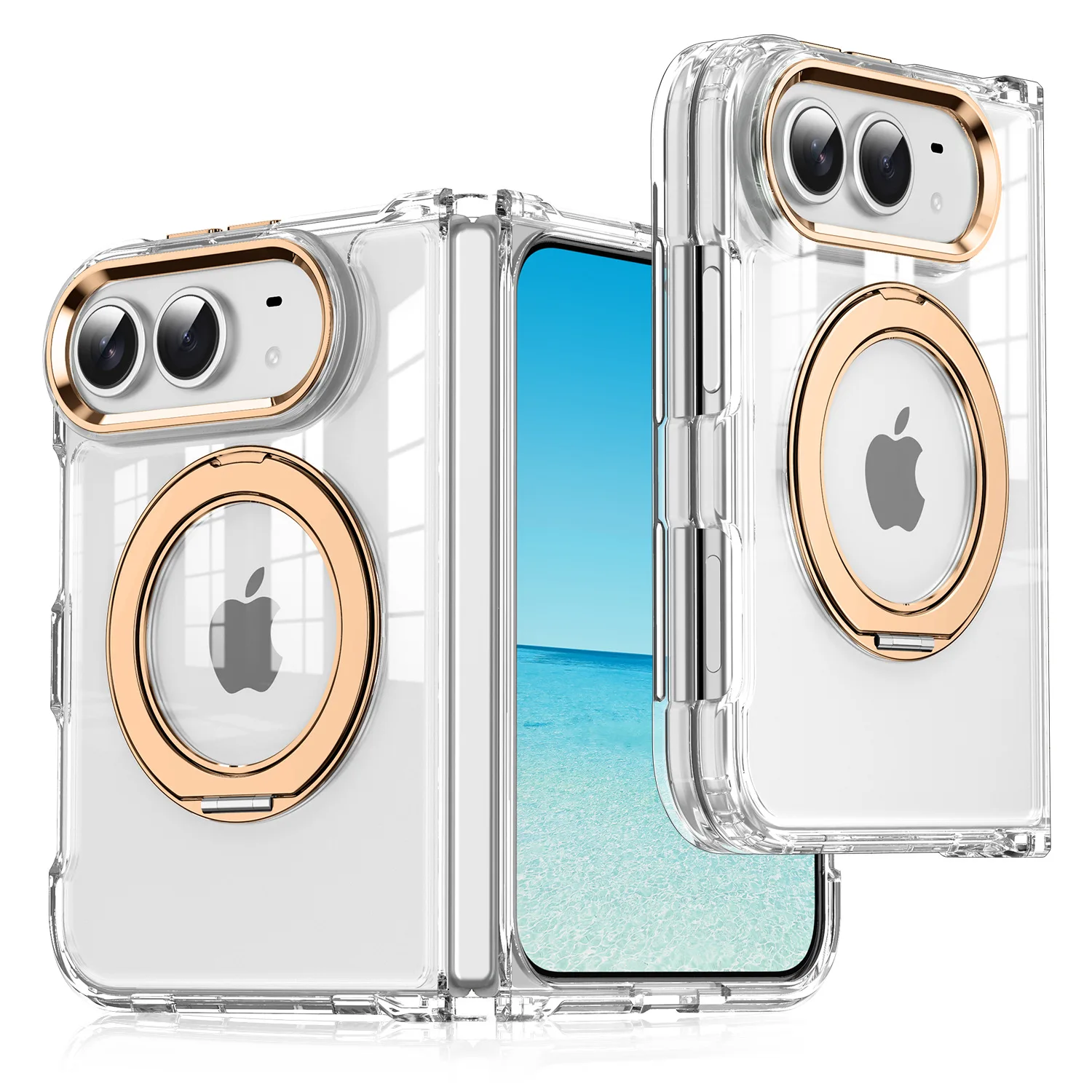 Rotating Magnetic Kickstand Clear Phone Case with Shockproof Protection