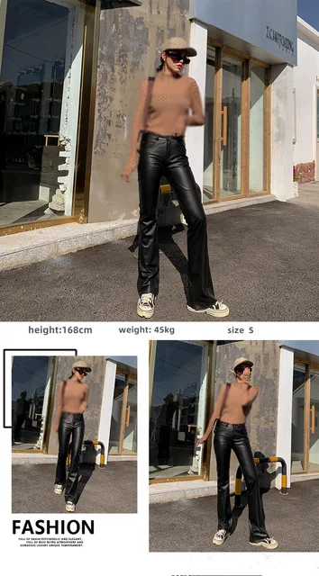 Leather Bell-bottom Pants Women's Autumn And Winter Mid