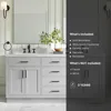 Double Bathroom Vanity 73" Grey, 1.5" Edge Pure White Quartz Countertop & Splash, Sinks, 4 Soft Closing Doors, 6 Full Extension 5
