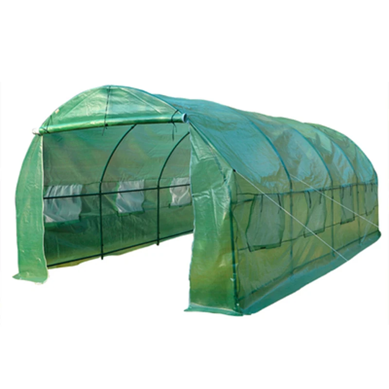 

New Tunnel Greenhouse Flower House Durable 2 Doors Large Bird Pest Control Antifreeze and Rainproof Greenhous with Iron Stand