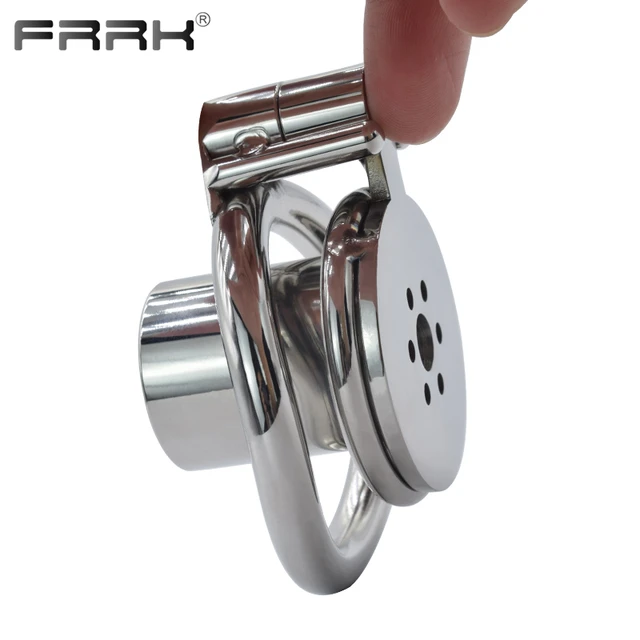 FRRK Hardcore Inverted Male Chastity Cage with Allen Key Cock Lock  Stainless Steel Cylinder Penis Rings