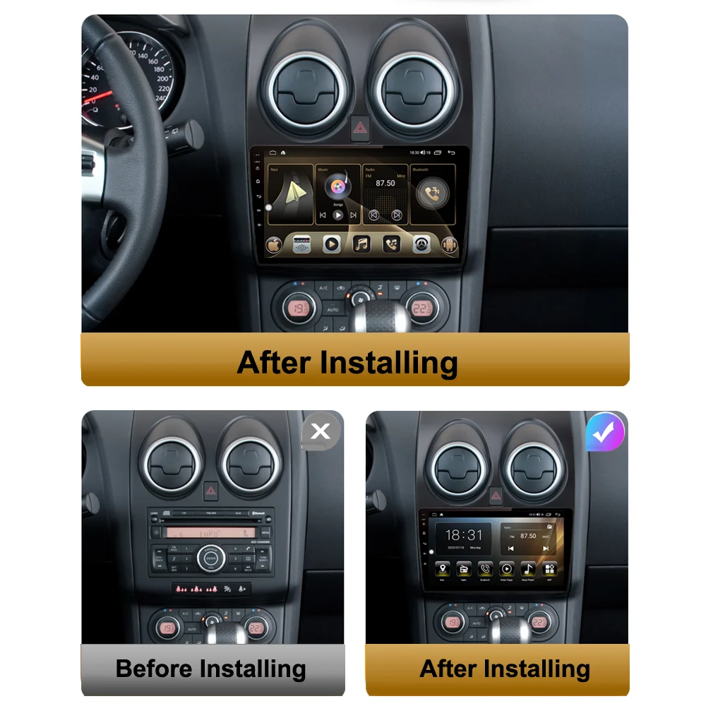 닛산 Qashqai J10 2006-2013 용 자동차 라디오 안드로이드 무선 Carplay 멀티미디어 비디오 플레이어 2din 스테레오 Autoradio 네비게이션 GPS