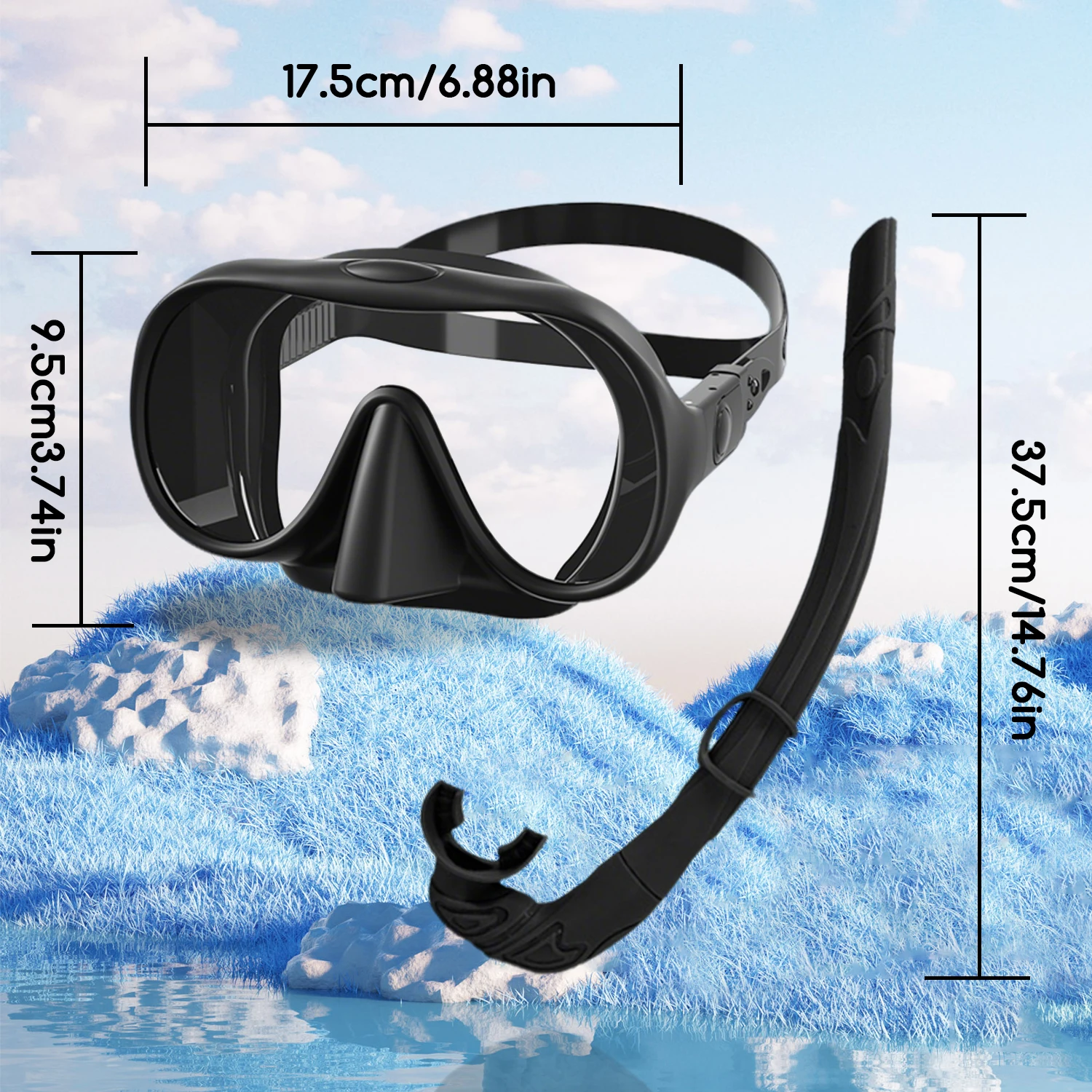 Diving Snorkel Soft Silicone for Adult Portable Foldable Easy-Breath Wet Scuba Diving Equipment for Freediving Spearfishing Swim