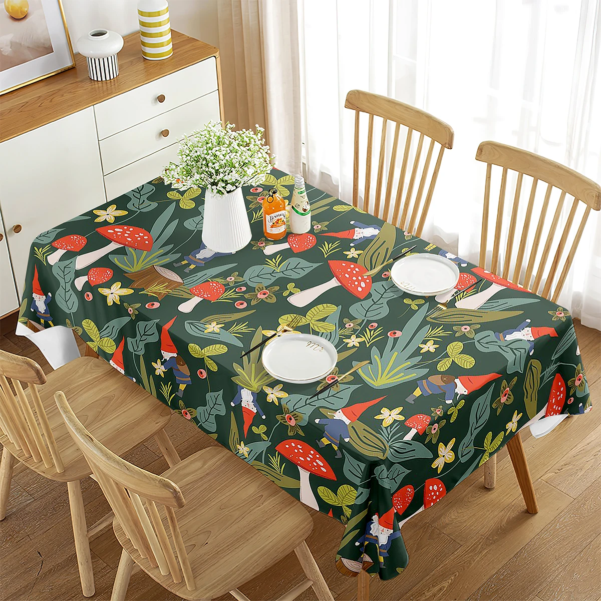 

Wild Mushroom Tablecloth Rectangular Nature Plant Mushrooms Table Cover for Living Room Dining Room Home Table Romantic Decor
