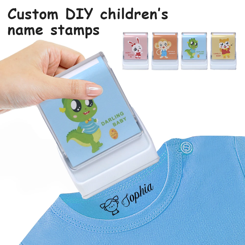 Cute Cartoon Animals Diy Children'S Clothes Stamp Seal For baby Student Chapter Waterproof Kawaii Name Sticker Stamp Gift