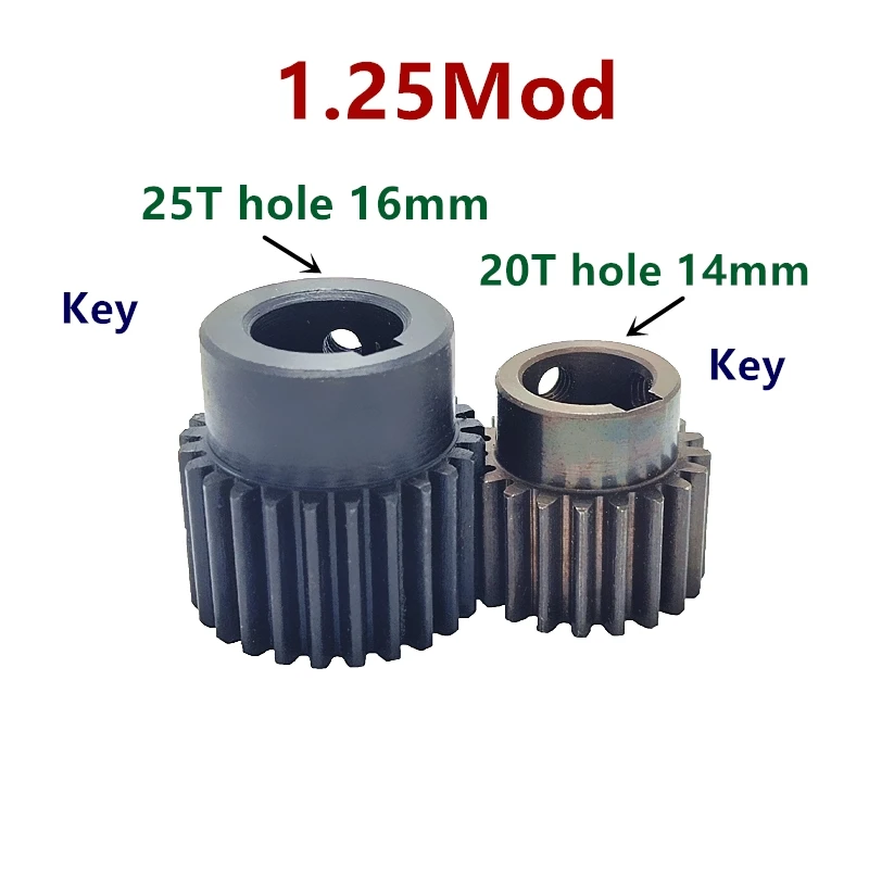 Precision Spur Gear 1.25M 20T 23T 25T 32T 40T 1.25mod Gear Rack 20 Teeth 23 T Keyway 45 Steel CNC Pinion