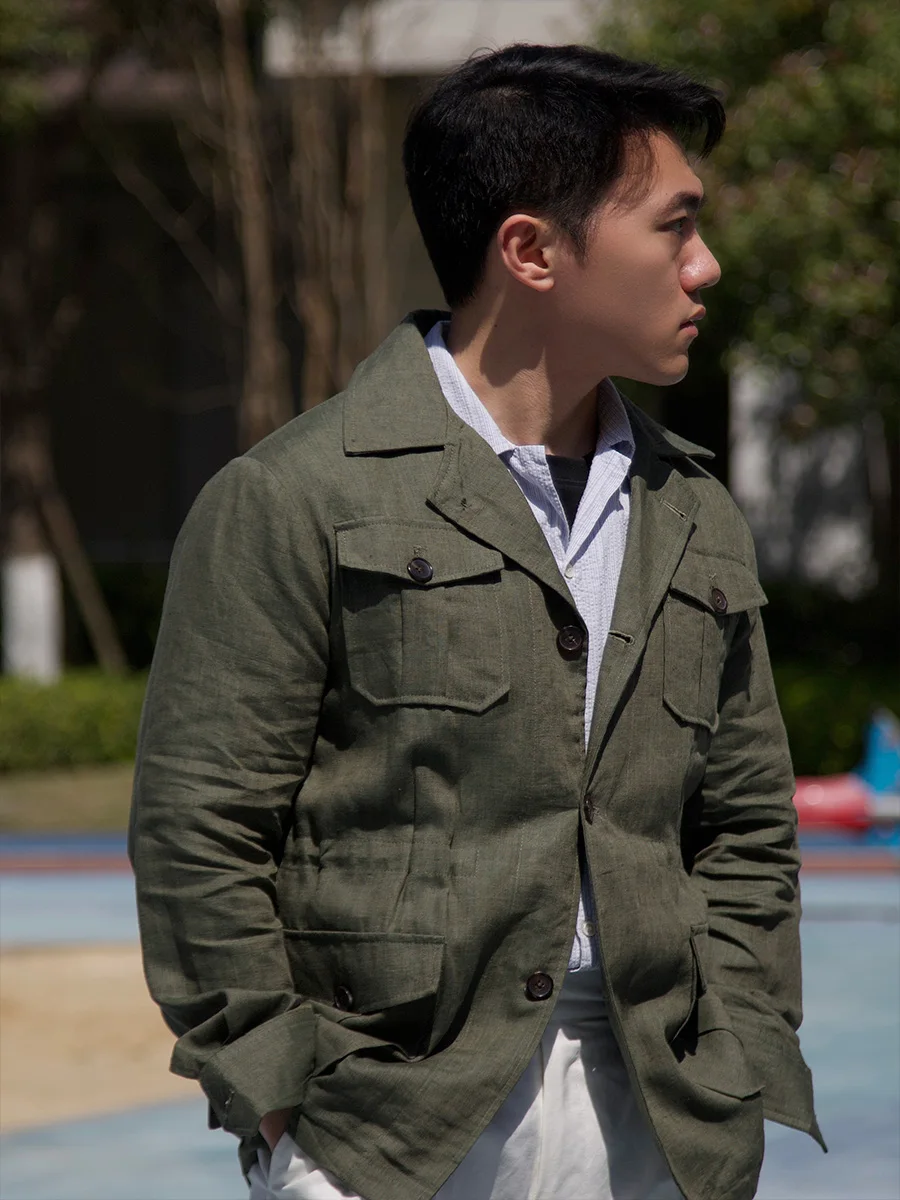 POT&CRAFTSMAN Unstructured safari jacket hunting jacket moss