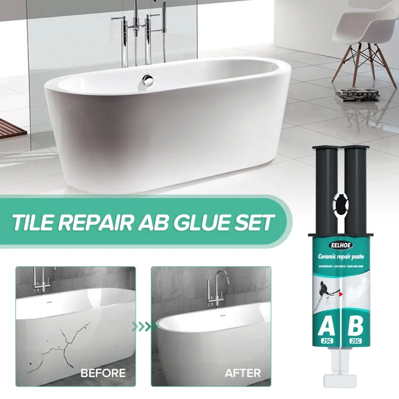 Tile Repair Paste Repair AB Glue Ceramic Crack Repairing Agent Adhesive Set Bathroom Tub Floor Wall Sink Vanities Repair Paste