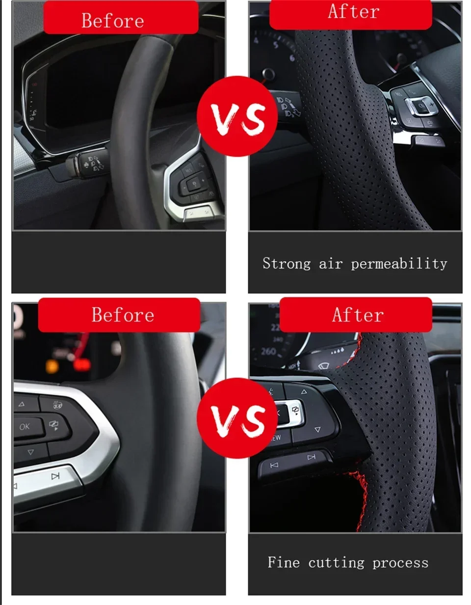 Maßgefertigter Wildleder-Lederlenkradbezug für Mercedes Benz C-Klasse, E-Klasse, GLA, GLC, W205, C63, Autozubehör – Detail 1