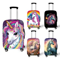 Fantasy Cartoon Unicorn Luggage Covers for Travel Rainbow Unicorn Colorful Trolley Case Protective Cover Elastic Suitcase Cover 1