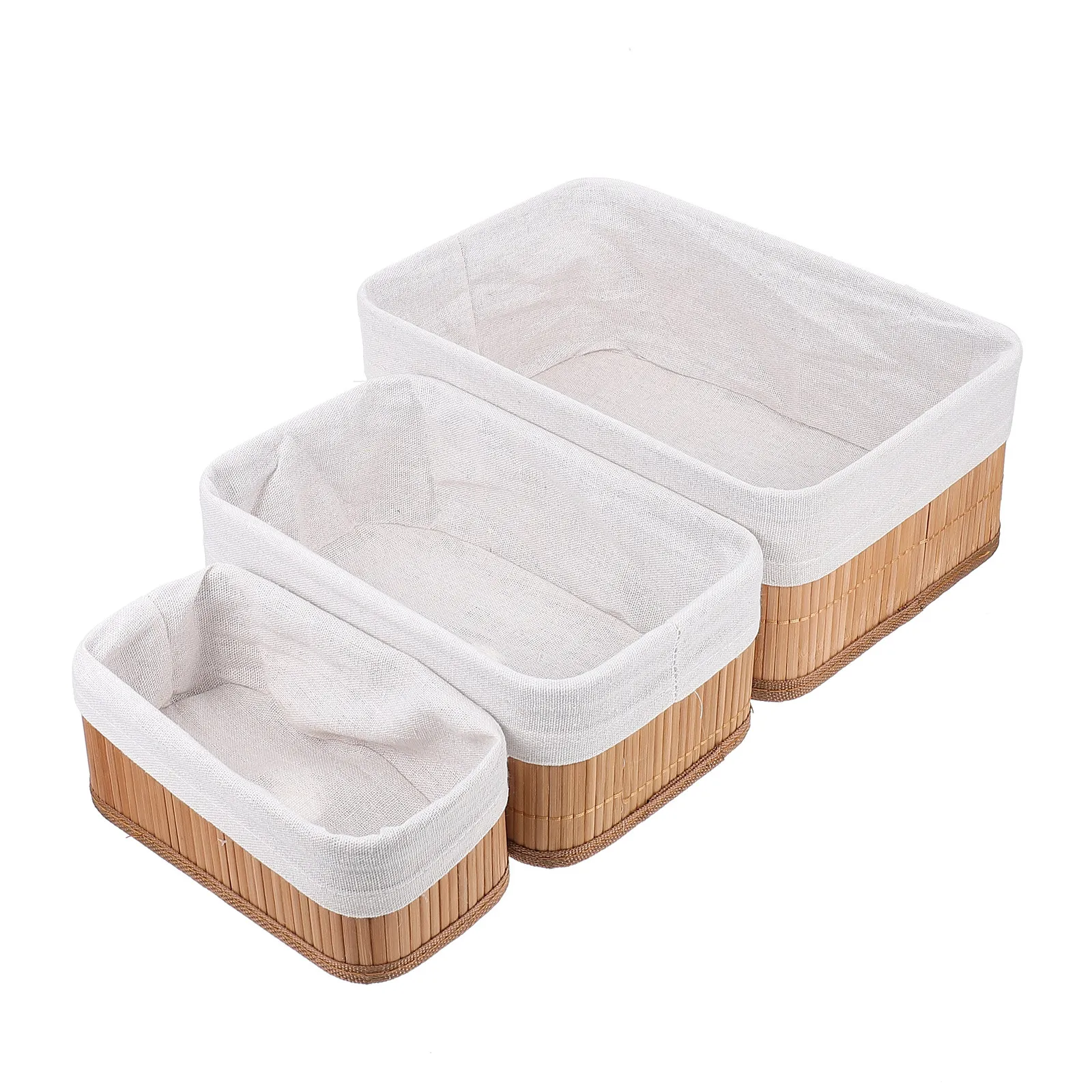 3Pcs 짠 수납 바구니 빈티지 장식 테이블 바구니 사무실 책상 주최자 홈 액세서리를위한 천연 섬유 레트로 우아함