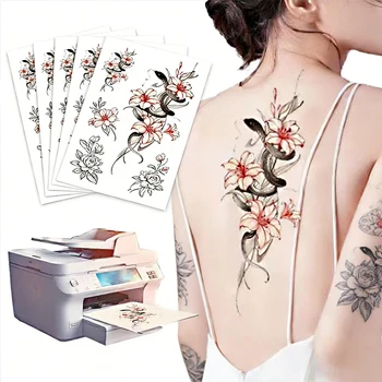 5/10 pezzi di carta per trasferimento tatuaggi A4, carta per pelle temporanea impermeabile per fai da te, adatta per stampanti a getto d'inchiostro o laser, per adulti e bambini