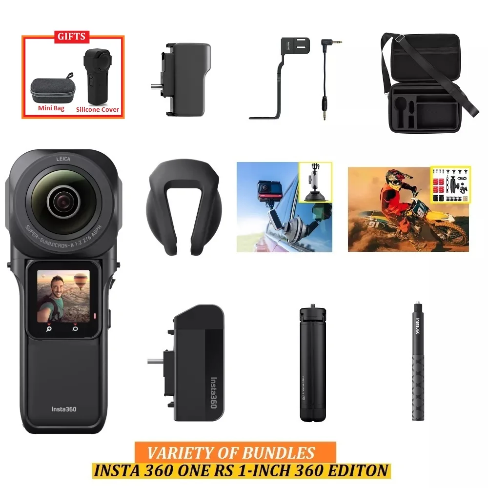 Insta360-ONE RS 1 인치 360 번들 듀얼 1 인치 센서 파노라마 카메라, 6K, 360 비디오, 라이카 엔지니어링