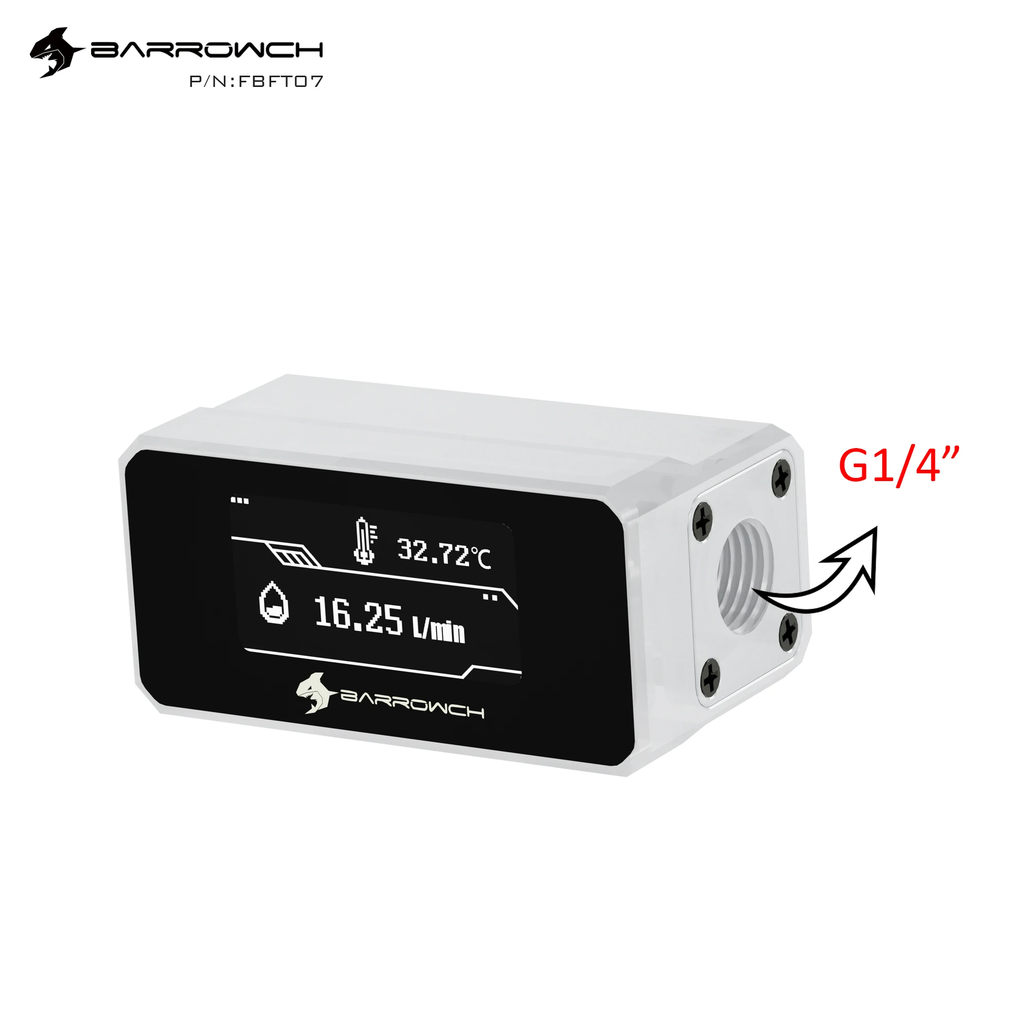 Barrowch Pom Oled Display Digital Medidor de Temperatura da Água Medidor de Fluxo Sistema Monitor Alarme de Alta Temperatura Refrigerador de Água Fbft07 - Imagem 3