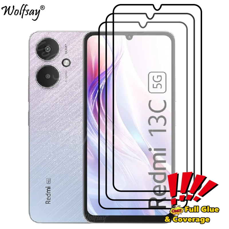 

Full Cover Screen Protector For Xiaomi Redmi 13C 5G Tempered Glass For Redmi 13C 13 C 5G Glass For Redmi 13C 5G Glass 6.74 inch