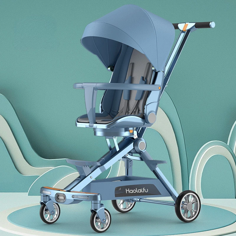 High view baby stroller can sit and lie light folding baby pram Portable Folding lightweight baby stroller four wheels cart