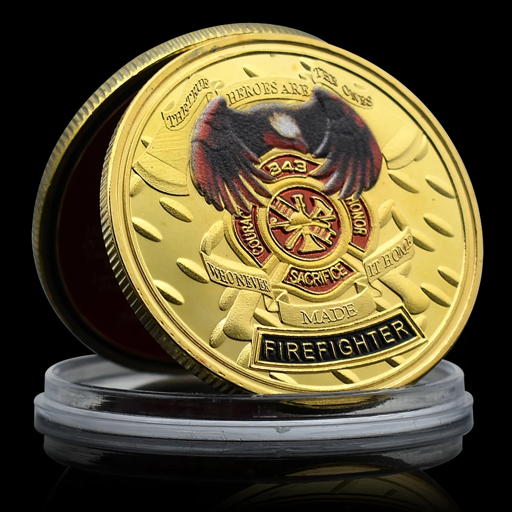 Firefighter Gold Challenge Coin Course Honor Deflage Badge Medaglia Commemorativa In Capsule Festival Gift
