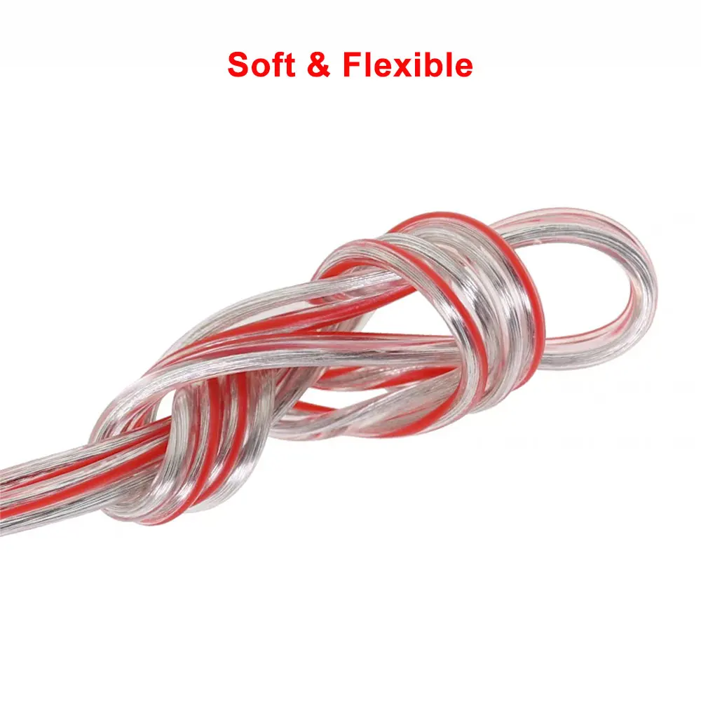 Transparent Parallel Copper Cable - 2-Pin LED Strip Light Wire with Tinned Copper (22/20AWG)