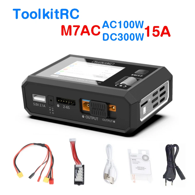 ToolkitRC M7AC 100W AC / 300W DC Input XT60 XT30 Output Multifunction Suppot Dual Smart Charger Signal Tester Drone Charge