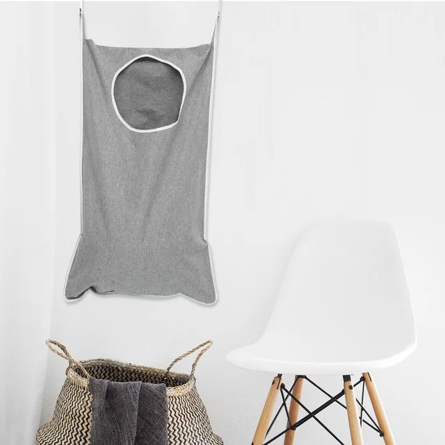 Összecsukható Mosodai Kosár Tároló Táska Az Ajtózsákok 84X57Cm Nettó Fürdőszoba Szürke Hópehely Ruhák - Image 6