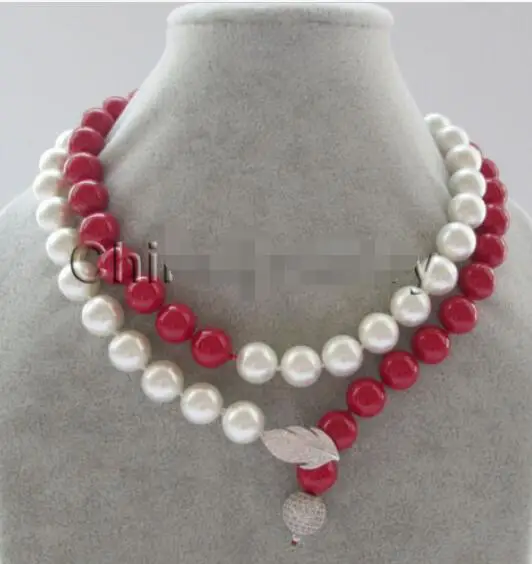 

32" 12mm white + gray perfect round south sea shell pearl necklace -silver