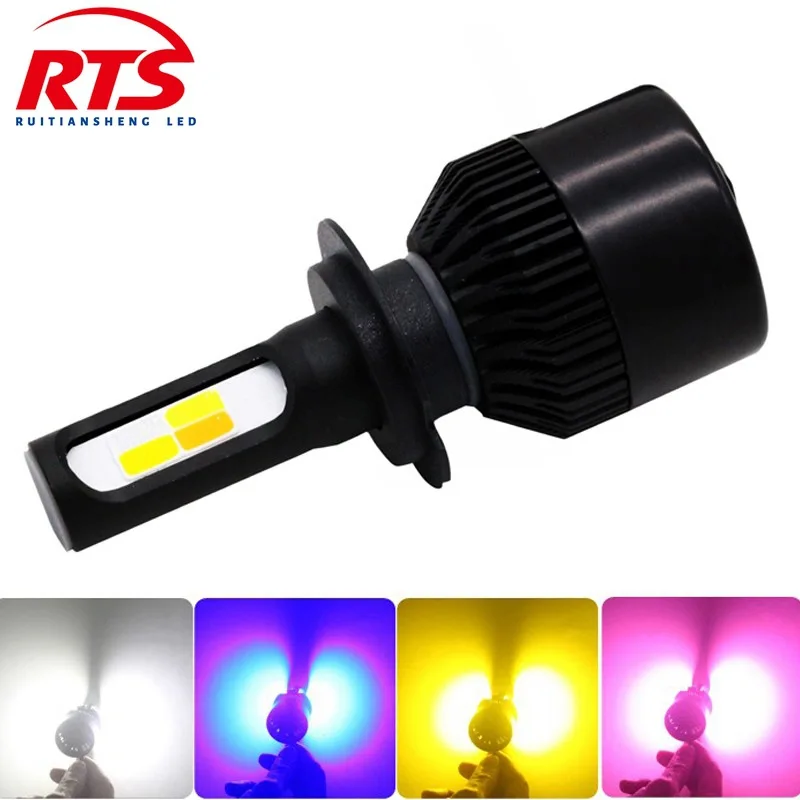 LED Car Lights Bulbs Headlights 2pcs H4 LED 4 Color Flash Headlight H1 H7 LED Projector H8 H11 HB3 HB4 80W Lights Auto Lamp Car Automobiles Headlamp 12V 24V