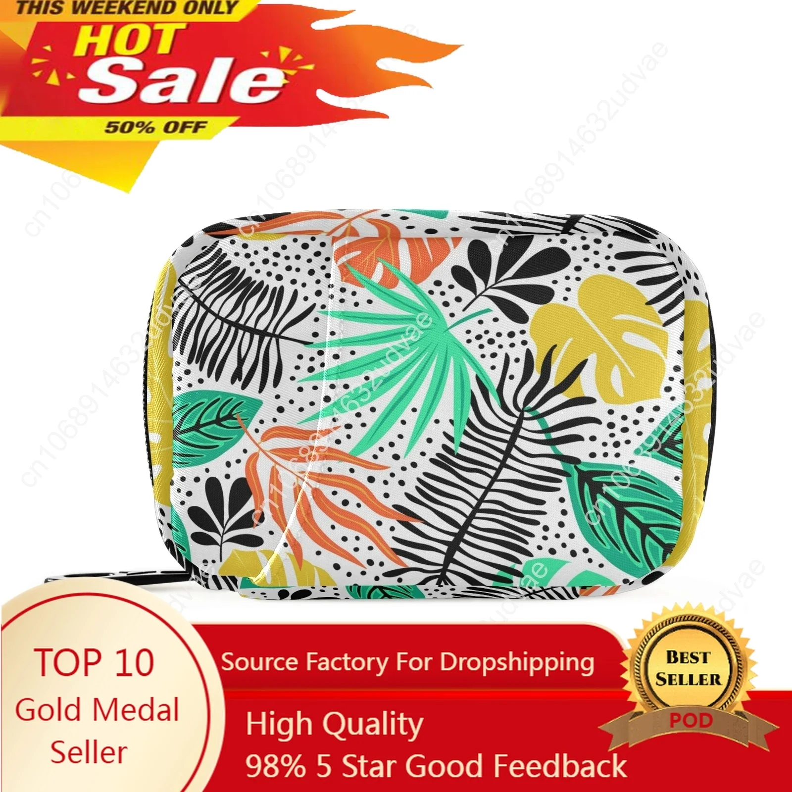 

Portable Medicine Bag First Aid Bag Storage Emergency Kits Organizer Household Pill Bag Tropical Palm Leaves Travel Pill Box