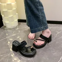 Sandales à talons hauts pour femmes, nouvelle collection été 2026, polyvalentes, à bout épais, antidérapantes, décontractées, style tendance 2