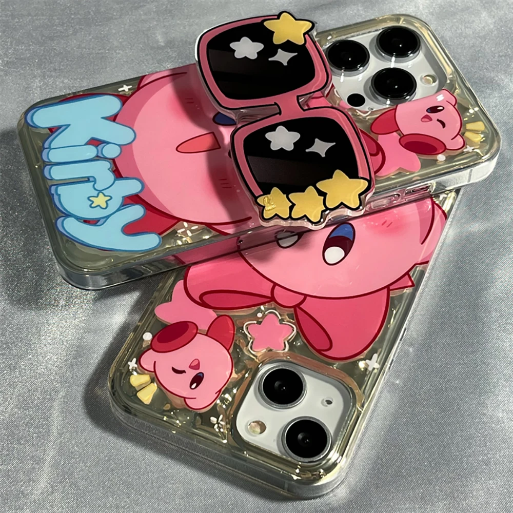 Милый чехол для телефона Kawaii Star Kirby со звездами и очками, держатель  для телефона, подходит для Iphone 15 14 13 12 11 Promax Pro, подарки для  девочек | AliExpress