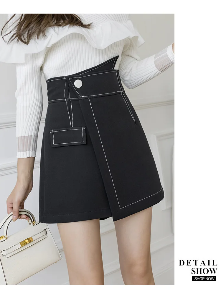 maxi skirt 2022 Autumn and Winter Short Skirt Fashion Irregular Women's Black High Waist A- Line Skirt Woman Skirts Faldas Jupe hoop skirt