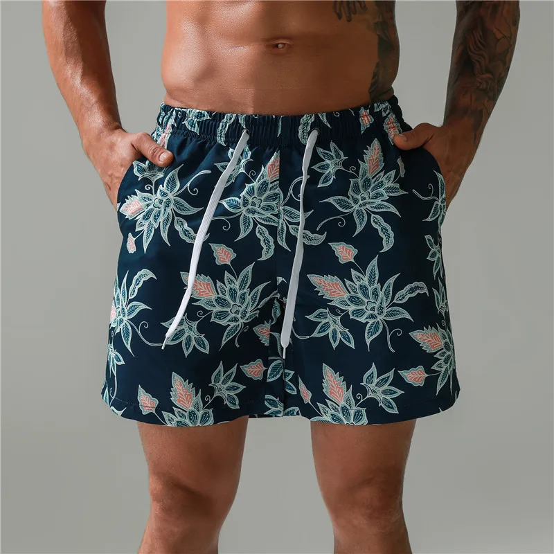 Summer Men's Seaside Vacation Loose Surfing Shorts Oversized Printed Casual Beach Pants Breathable Floral Swimming Pants