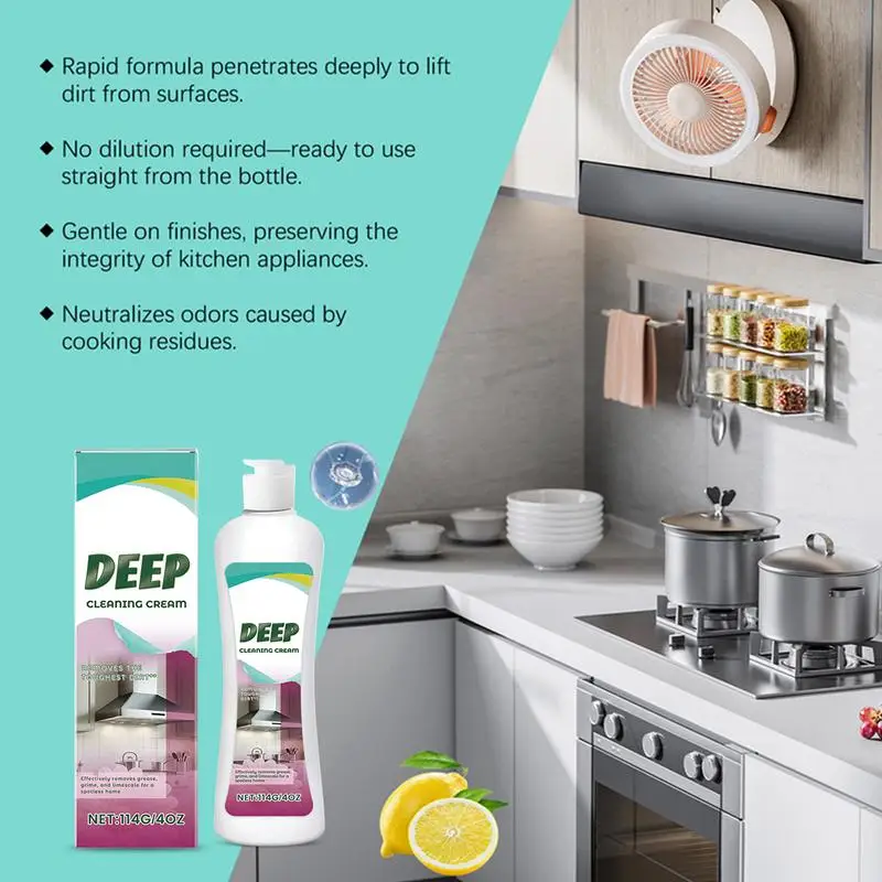 Kitchen Oil Cleaner Powerful Heavy Oil Cleaning Paste Multi-Purpose Cleaner Effective Grease Removal Cream For Pots Stoves Pan
