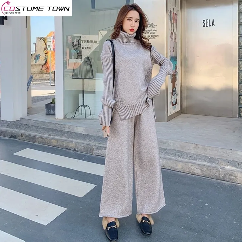 2023 Autumn and Winter New Fashion Hong Kong Style Retro Chic Fashion Casual Knitting Two Piece Set Women's Fashion sweater vest men v neck solid color all match design baggy teens knitting japanese design retro college fashion sweater vest g60