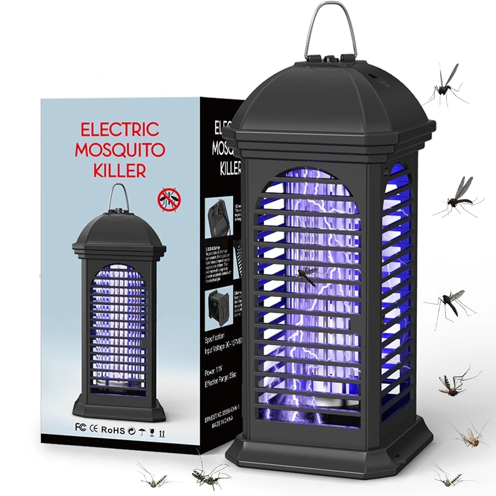 Bug Zapper Outdoor Mosquito Zapper Fly for Outdoor Indoor Mosquito Killer for Home Backyard Patio Black