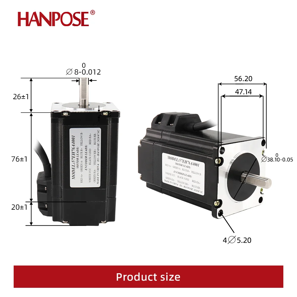Hybrid Step-servo motor 4.0A 57EH56 57EH76A4001 NEMA23