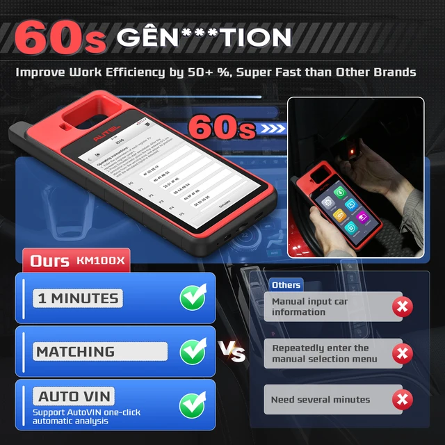Autel KM100 KM100X Key Fob Programmer Immobilizer Tool Key Creation IMMO Learning Chip Read Write Cloning free update 2025 2