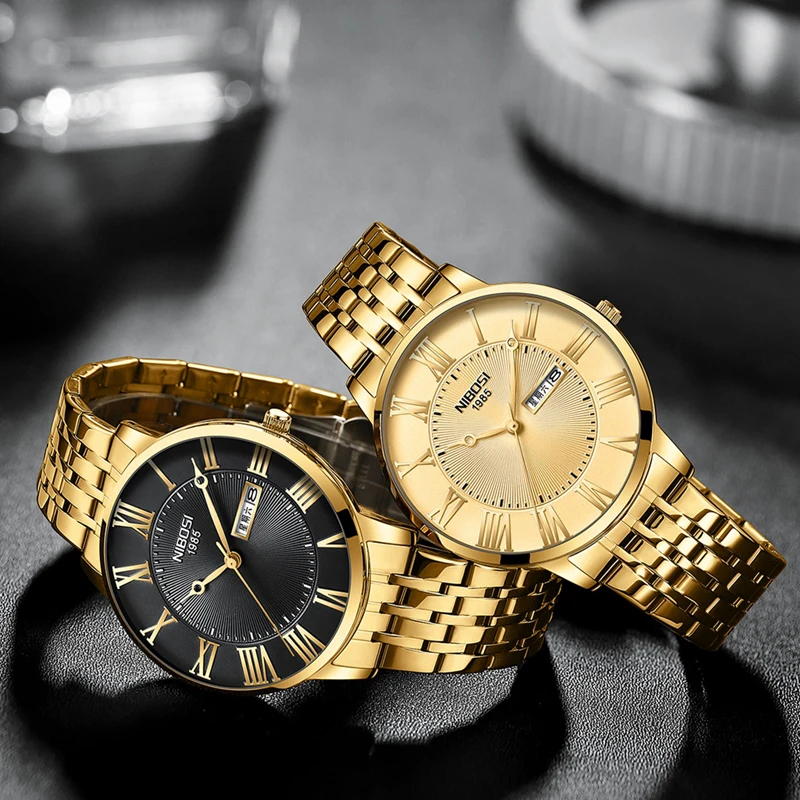 NIBOSI Mens Watches Top Brand Luxury Quartz Watch for Men Stainless Steel Waterproof Week Date Male Wristwatch Relogio Masculino