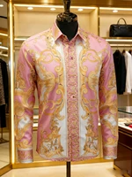 Chemise à manches longues pour homme, style luxe léger, rétro européen, imprimé 3D coloré, chemise hawaïenne pour les vacances, vêtements pour homme d'affaires 3