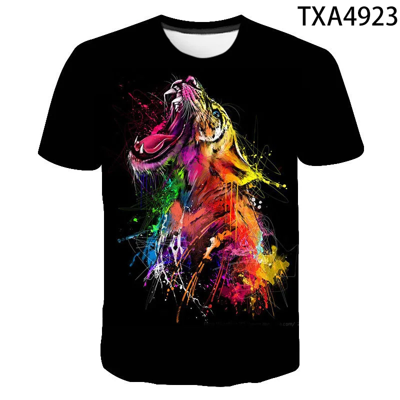 

Summer New Tiger Fashion T-shirt Cool Boy Girl Kids 3D Printed Short Sleeve Casual Men Women Children beautiful Tops Tee