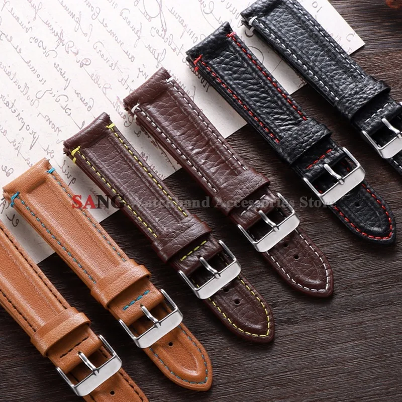 Calfskin Leather Quick Release Retro Watch Band - Business Style Wristband