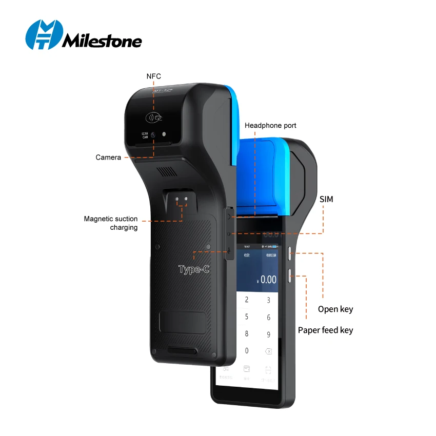 Mht-M2 Mobile Handheld Android Pos System Terminal Manufactures Touch Screen Pos With Printer Payment Machine