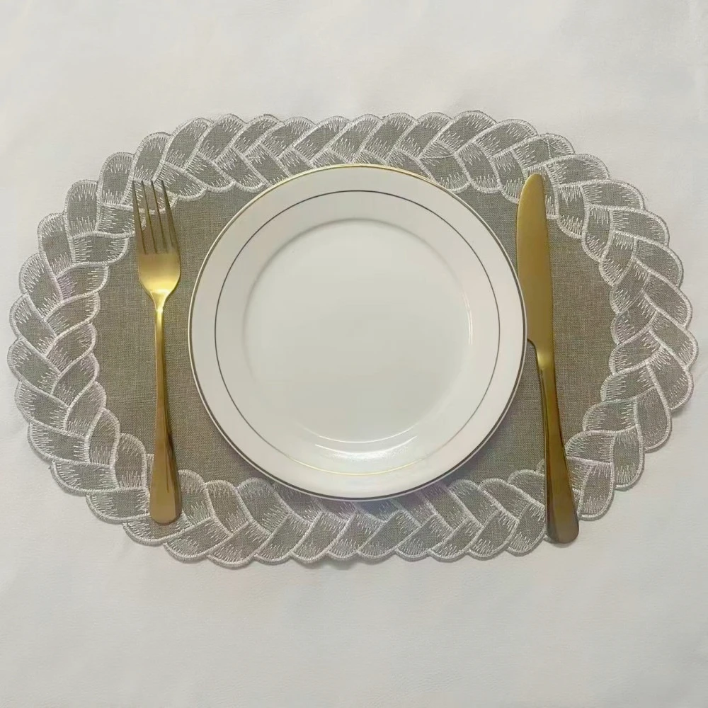 4 Stück bestickte Tischsets, elegante Tischdecke, waschbar, wiederverwendbar für den täglichen Gebrauch, Hochzeit, Party, Kaffeetisch, Dekoration, Servietten – Detail 11