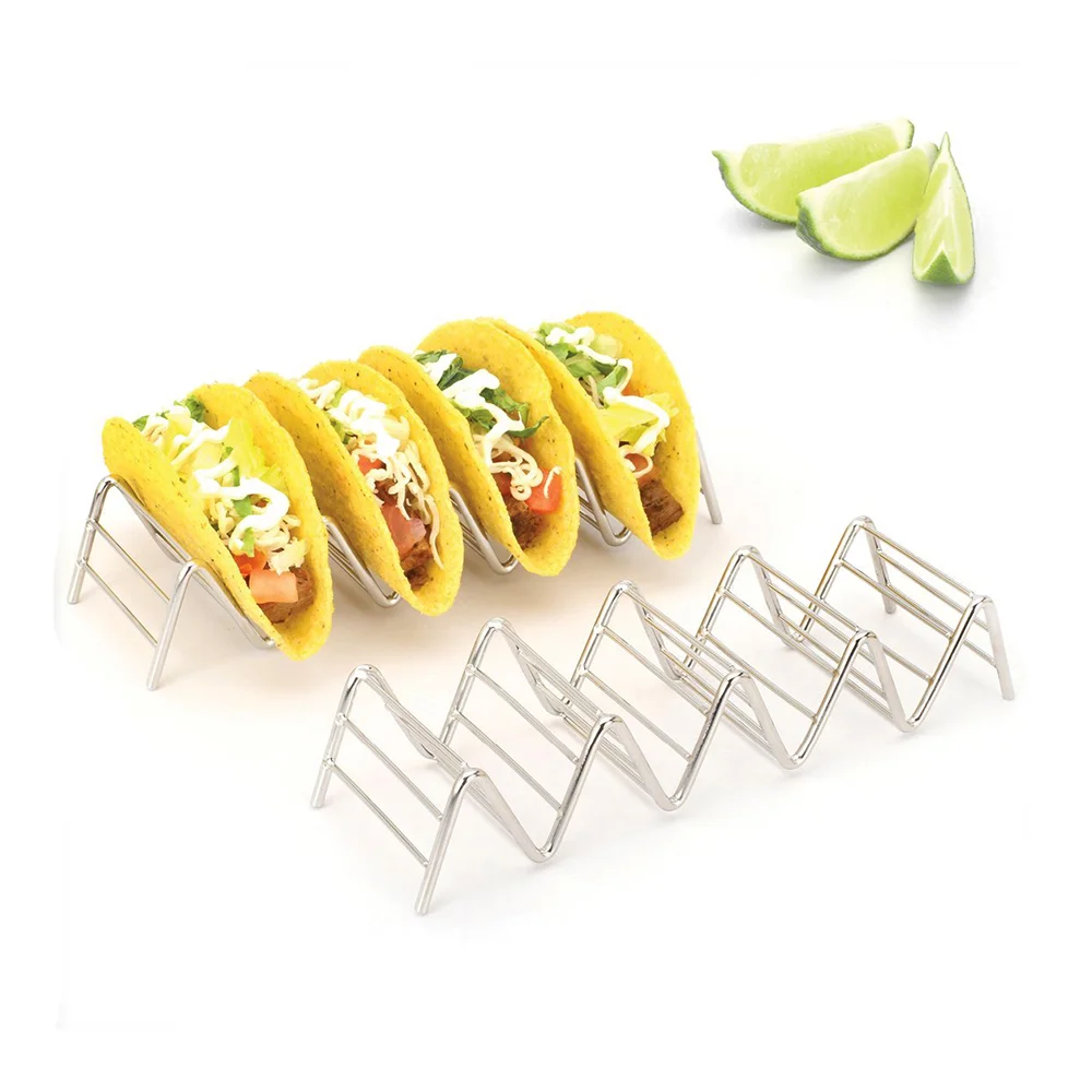 Taco Holder Mexican Pizza Roll Shelf Burrito Potato Chips Rack Shells Taco Rack Stainless Steel Creative Tableware Pancake Stand