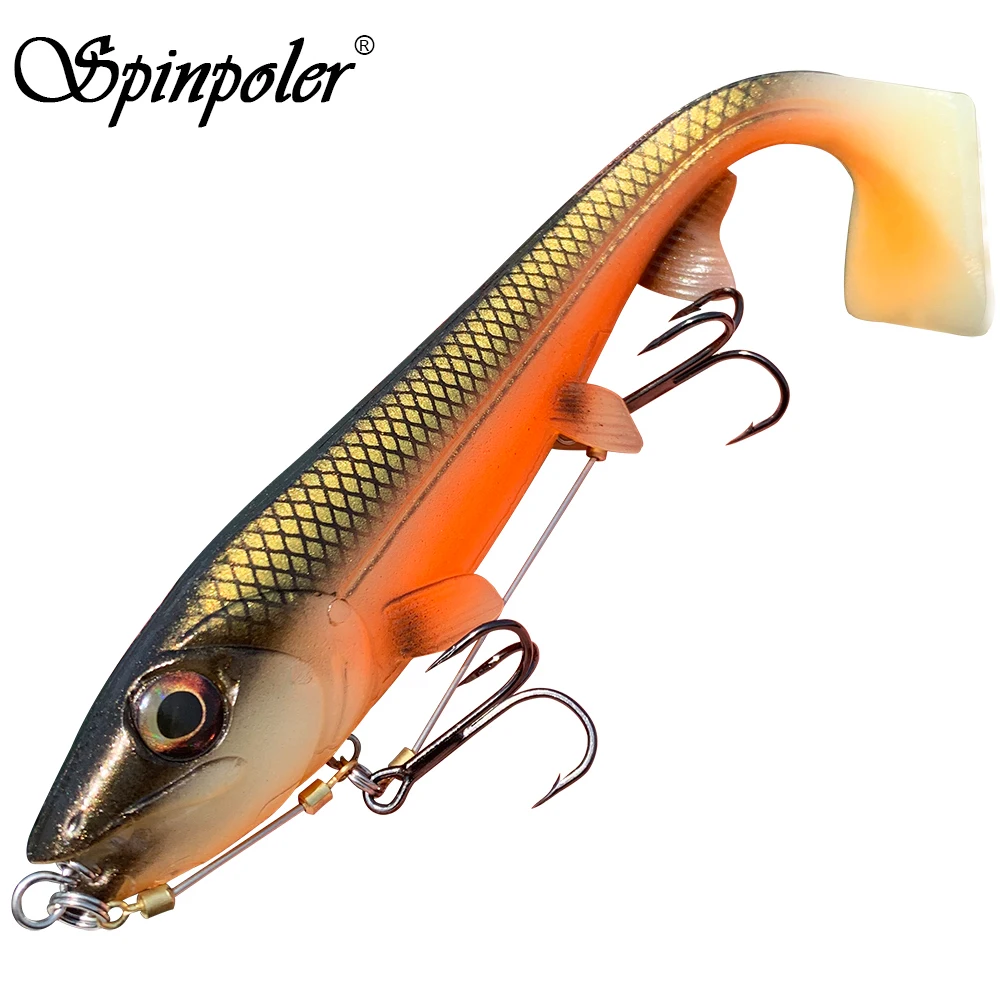 Spinpoler 14cm/18cm Soft Lure Artificial Bait Big Shads Soft T Tail  Saltwater Swimbait Big Monsters Stinger Fishing Hook Rig Kit