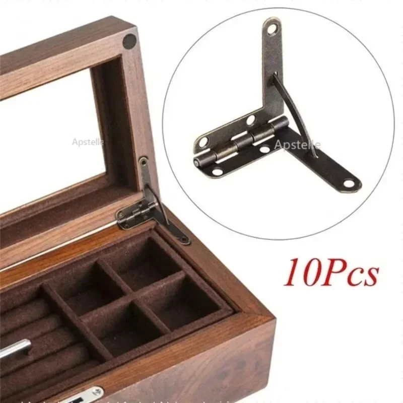 Wooden Box Hinge 10pcs 30X33mm 90 Degree Angle Wooden Box Supports Hinge For Small Wooden Jewelry Wine Case Watch Box Lid