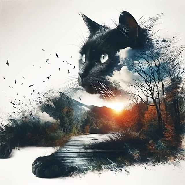 Fil de coton écologique à broder complet 11CT, Kit de point de croix imprimé chat, Art 40x40cm 4
